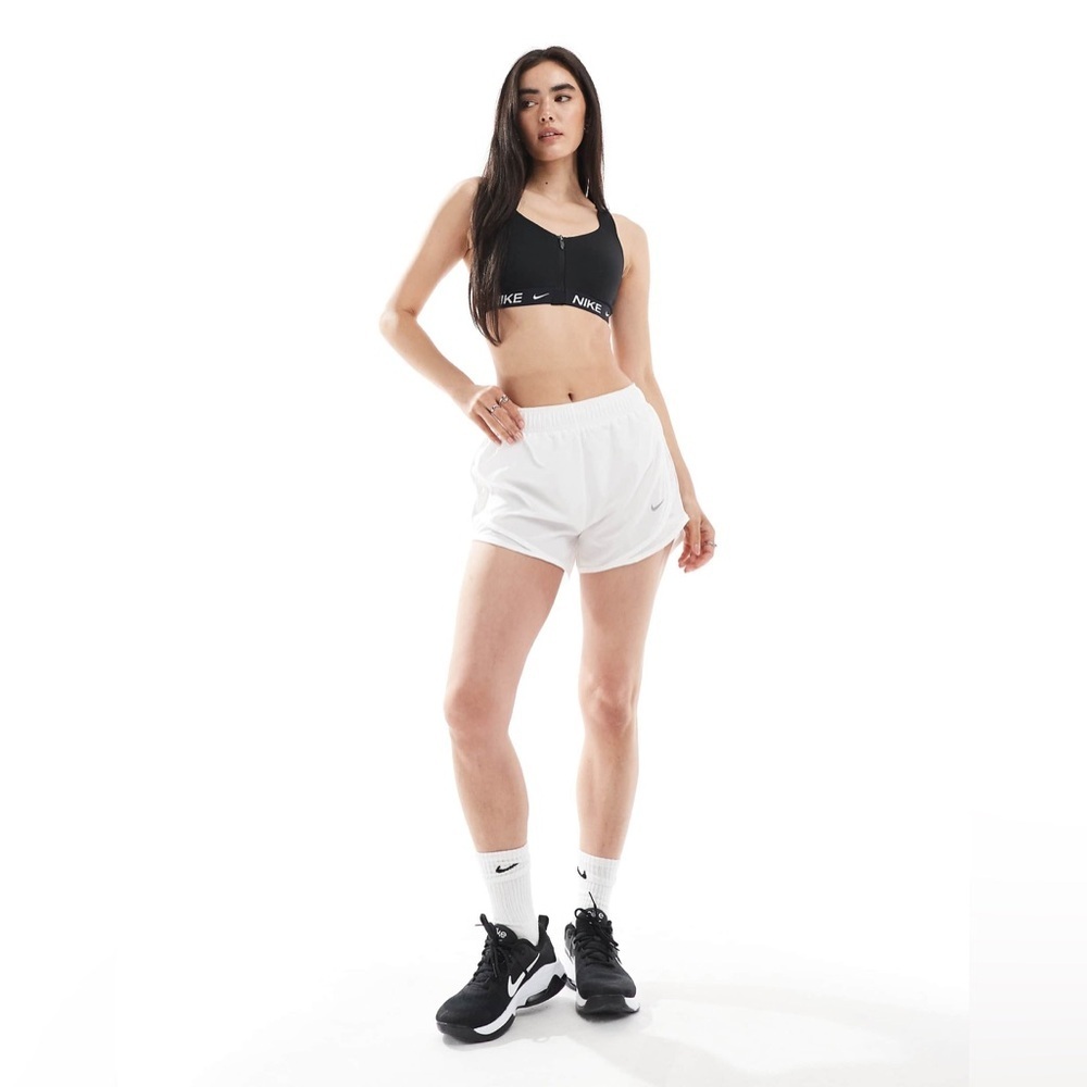 Nike Running Tempo Dri-FIT mid rise 3 inch shorts in white